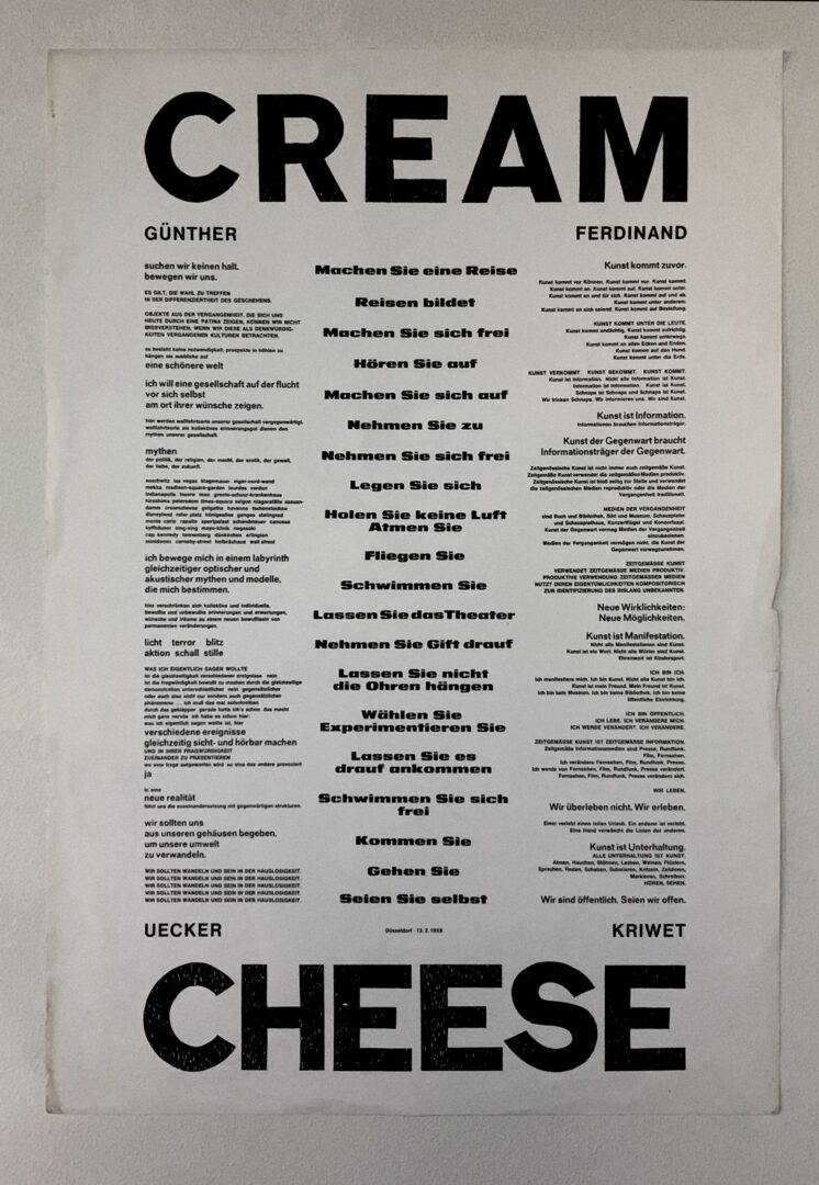 Foto des Manifests von Uecker und Kriwet.